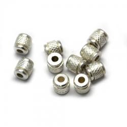  Margele Alama Argintata Butoias - 6x6 mm- 10 Buc