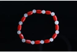  Bratara pe elastic din coral si cuart 6x3 mm