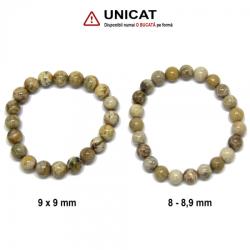  Bratara Fosil Coral Diametru 56-58 mm - Margele Rotunde - 8-9 mm