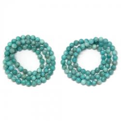  Bratara 3 Wrap Tip Mala Amazonit din Margele Rotunde - 8 mm