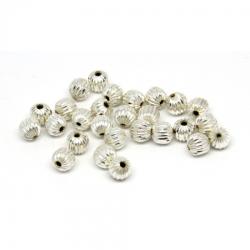  Margele din Alama Placat Argintata Rotund 8 x 8 mm - 28 Buc