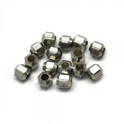  Margele Alama Argintata Patrat - 4x4 mm-44 Buc