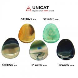  Pandantiv Agata Colorata cu Gaura in Forma de Picatura - 50-52 x 40-43 x 5-7 mm - 1 Buc