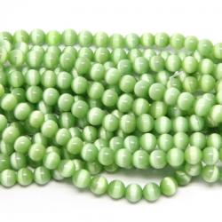  Margele Bijuterii Sticla cu Ochi de Pisica Verde Rotund 8 x 8 mm