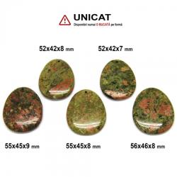  Pandantiv Unakit in Forma de Picatura - 52-56 x 42-46 x 7-9 mm - 1 Buc