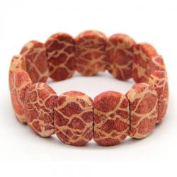  Bratara Coral Rosu, Diametru 65 mm, Dreptunghi - 25 x 18 mm