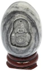  Piatra Naturala Onix Alb Ou cu Buddha Sculptat 48x35 mm