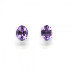  Cercei Ametist cu argint 925 oval fatetat 8x6x16 mm cadou cu semnificatie 1 pereche