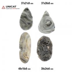  Cabochon Calcedonie Druzy 37-49 x 18-24 x 6-9 mm