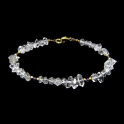  Bratara din Diamant Herkimer si Ametist Rotund Fatetat cu Gold Filled - Inchizator Gold Filled - 6-10 x 3-6 mm