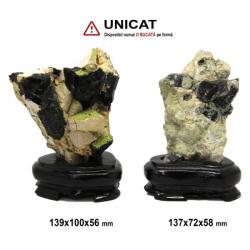 Cuart Negru - Morion in Matrice cu Suport Naturala Bruta - 137-139 x 72-100 x 56-58 mm - ( XXL) - 1 Buc