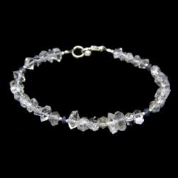  Bratara din Diamant Herkimer si Kyanit Albastru Disc Fatetat cu Argint - Inchizator Argint - 5-10 x 3-7 mm