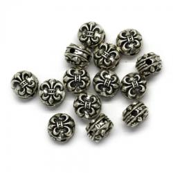  Margele Argint 925 Floare Disc - 8 x 8 x 5 mm - 1 Buc