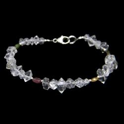  Bratara din Diamant Herkimer si Turmalina Oval fatetat cu Argint - Inchizator Argint - 5-9 x 4-6 mm
