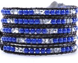  Bratara 5 wrap Sticla rotund fatetat 4 mm cu snur negru