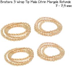 Bratara 3 Wrap Tip Mala Citrin Margele Rotunde - 7 - 7, 9 mm
