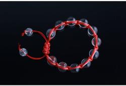  Bratara tip shambhala din cuart cu snur rosu 12 mm