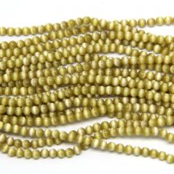  Margele Bijuterii Sticla cu Ochi de Pisica Bej Rotund 4 x 4 mm