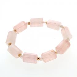  Bratara din Cuart Roz Fatetat cu Accesorii Gold Filled, diametru 55 mm