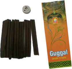  Betisoare Rulat Dhoop Parfumate Shree Dhan - Guggal cu Suport - 50 g