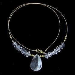  Colier din Diamant Herkimer si Cuart Alb cu Gold Filled - Inchizator Gold Filled