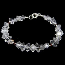  Bratara din Diamant Herkimer si Granat cu Argint - Inchizator Argint - 6-11 x 3-6 mm