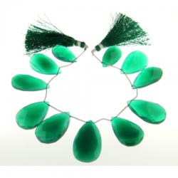 Margele Bijuterii Onix Verde Brioleta Fatetata- 24-36 x 14-21 mm