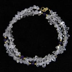  Colier din Diamant Herkimer si Ametist Fatetat cu Gold Filled - Inchizator Gold Filled