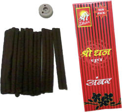  Betisoare Rulat Dhoop Parfumate Shree Dhan Amber cu Suport - 50 g - Nectarul Prosperitatii Aurii - 1 Set