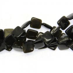 Obsidian Auriu Margele Pietre Semipretioase Patrat - 14 x 14 mm