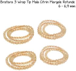 Bratara 3 Wrap Tip Mala Citrin Margele Rotunde - 6 - 6, 9 mm