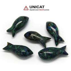  Pandant Peste Malachit cu Azurit - 34-42 x 14-17 x 13-15 mm- (XL)- 1 Buc