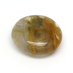 Piatra Naturala Cuart cu Limonit - Golden Healer Palm Stone 55x52 mm ( XXL ) - Unicat