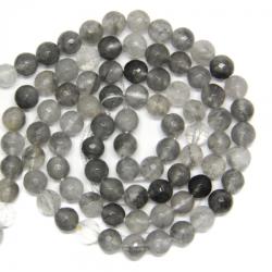  Cuart Gri Rotund Fatetat 8 mm - Margele Pietre Semipretioase
