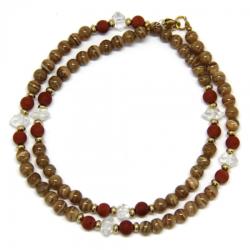  Colier din Rodocrozit Rotund 3, 8x3, 8 mm - Diamant Herkimer - Accesorii de Argint 925 - Gold Filled - 1 Buc