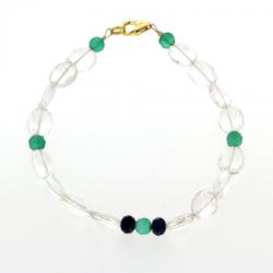 Bratara din Cuart Fatetat, Onix Verde, Lapis Lazuli, Accesorii Gold Filled