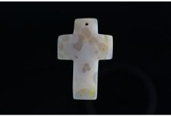 Pandantiv Cruce din Agata Alba - 6x4 cm