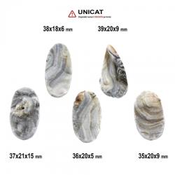  Cabochon Calcedonie Druzy 36-39 x 20-21 x 5-15 mm