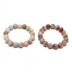  Bratara Morganit cu Acvamarin Margele Rotunde - 12-12, 9 mm - Diametru 55-60 mm - 1 Buc