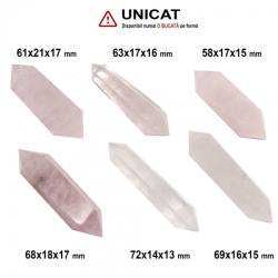  Obelisc Cuart Roz 2 Varfuri - 58-72 x 14-21 x 13-17 mm (XXL) - 1 Buc