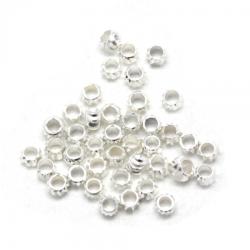 Margele Alama Argintata Rotund - 4x3 mm - 40 Buc