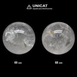 Sfera Cuart Alb Mineral Natural - 68-69 mm - 1 Buc