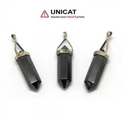  Pandant Hematit 2 Varfuri - Agatatoare Argint 925 - 45-42 x 8 mm- 1 Buc