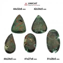  Cabochon Malachit Druzy cu Cupru 41-51 x 24-34 x 5-6 mm - Unicat