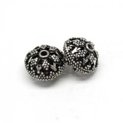  Margele din Alama Placat Argintata Rotund 18 x 13 mm - 2 Buc