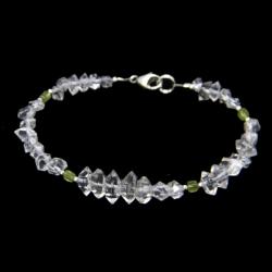  Bratara din Diamant Herkimer si Peridot cu Argint - Inchizator Argint - 5-10 x 4-6 mm