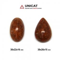  pandantiv Calcit Portocaliu cu Gaura - 38 x 22-26 x 15-16 mm