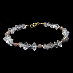  Bratara din Diamant Herkimer si Safir Roz Rotund Fatetat - Gold Filled 6-10 x 3-6 mm