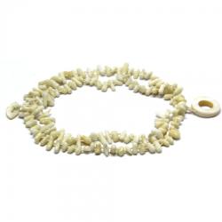  Bratara din Coral Alb Neregulat cu Inchizator Sidef - 5-12 x 3-6 mm