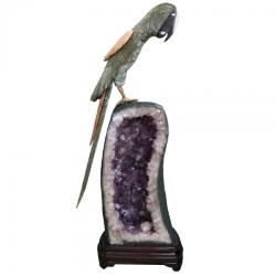  Geoda Ametist si Papagal Naturala Brazilia si Suport - 103x25 cm - Unicat